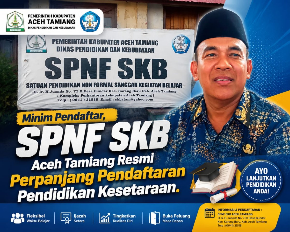  Minim Pendaftar, SPNF SKB Aceh Tamiang Resmi Perpanjang Pendaftaran Pendidikan Kesetaraan